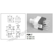 Кнопка PSM-7 с фиксацией на замыкание и размыкание, шаг 2 мм